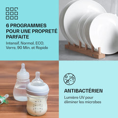 Mini Lave Vaisselle de Table de 8 Couvert,Silencieux,6 Programmes de Lavage,Portable,Facile à Installer pour la Maison et Bureau -