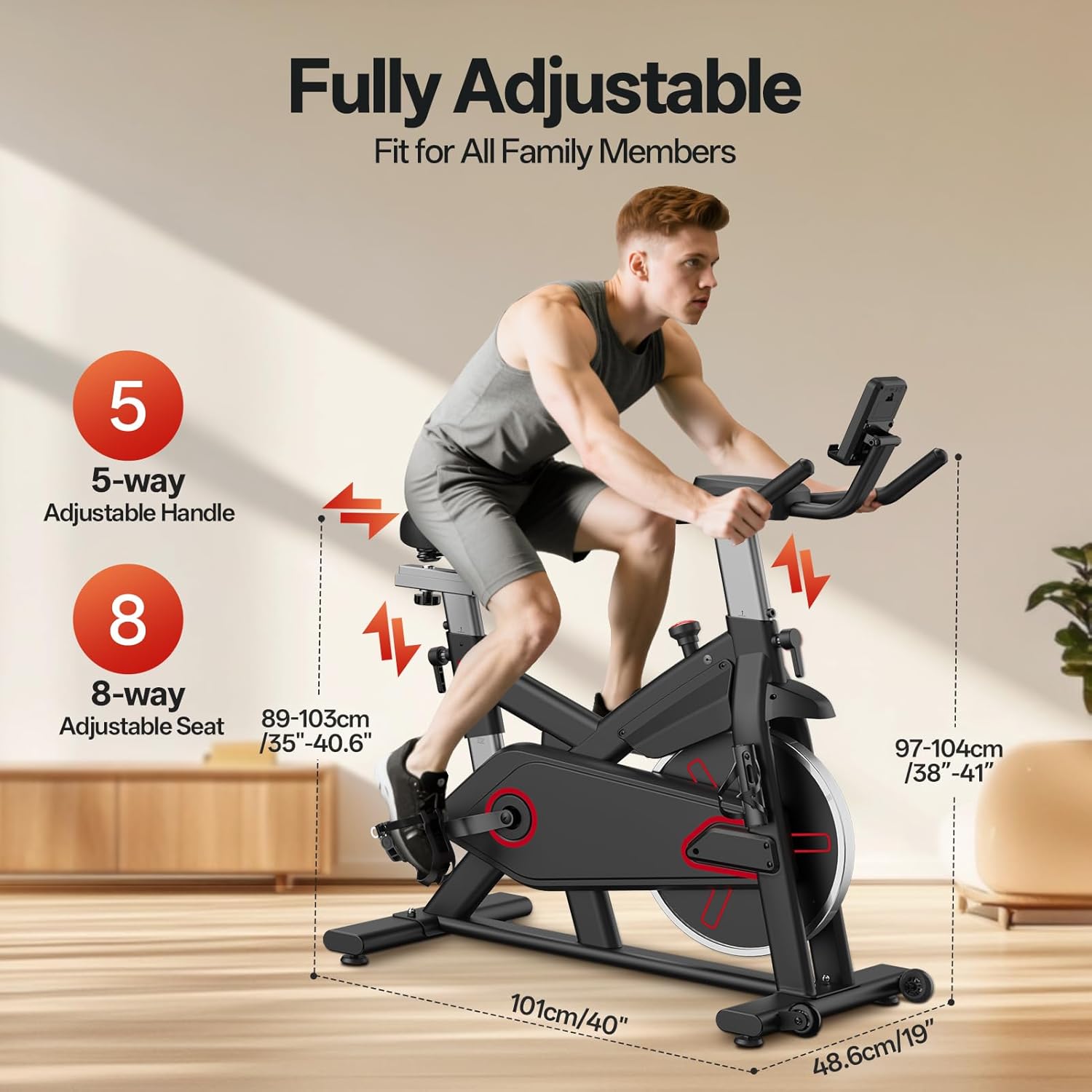 Pasyou VéLo D'Appartement Avec RéSistance MagnéTique, VéLo De Fitness, EntraîNement Cardio En Salle Velo Spinning, Stationnaires à La Maison Avec Moniteur, Support De Tablette