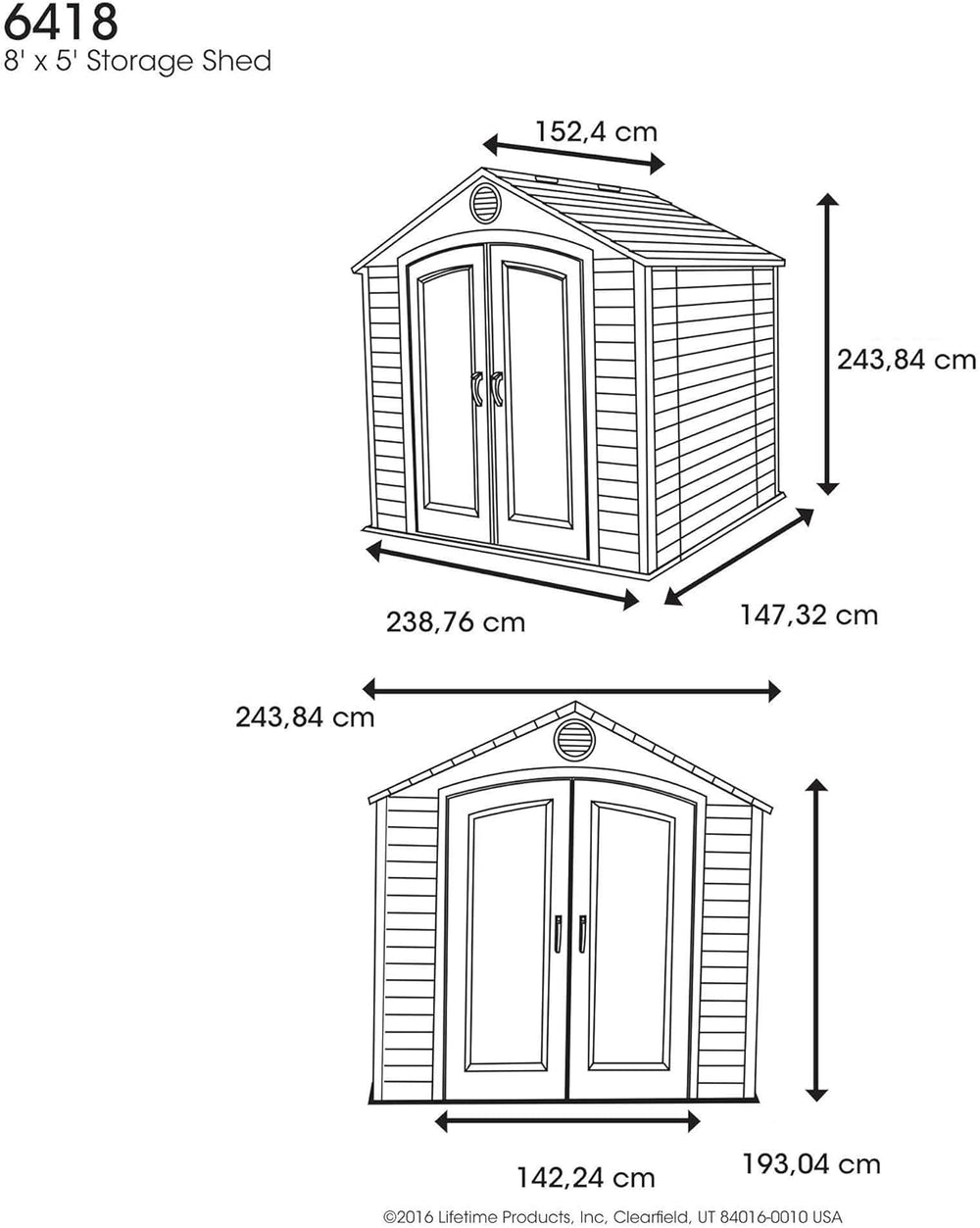 Abri de Jardin Tan 132,7 x 204,4 x 227,9 cm
