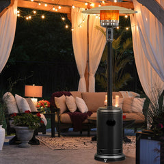 Parasol Chauffage Extrieur  Gaz 13KW Rflecteur 82cm avec Dispositif de Anti-basculement Tube 2 Roues Fluide 220cm Noir -