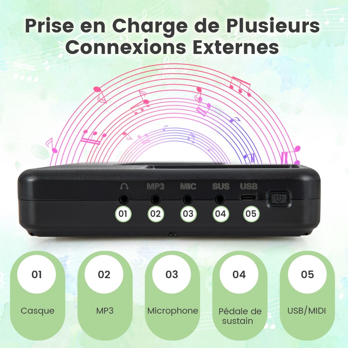 Piano Numrique Pliable  88 Touches avec Fonction Bluetooth MIDI Clavier lectronique Portable avec Pdale de Sustain Sac de Transport -