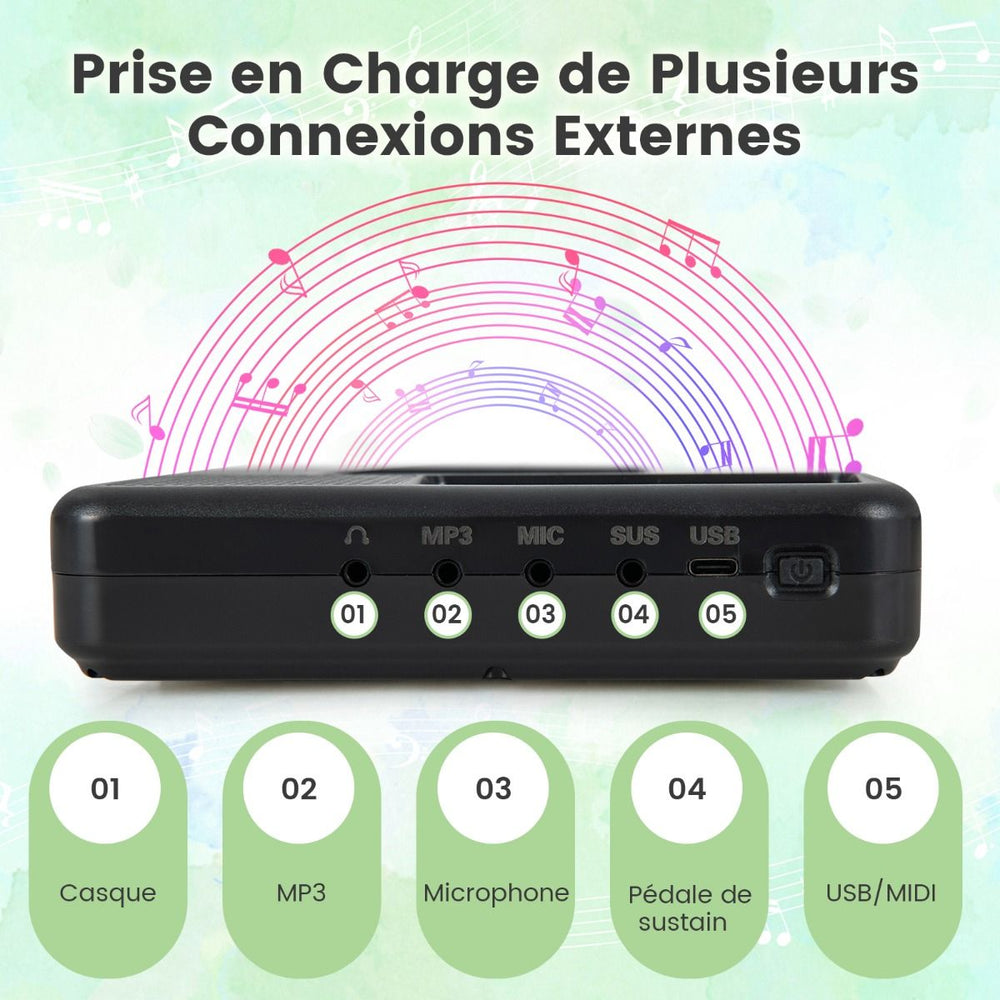 Piano Numrique Pliable  88 Touches avec Fonction Bluetooth MIDI Clavier lectronique Portable avec Pdale de Sustain Sac de Transport -