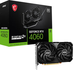 MSI Gaming Carte Graphique GeForce RTX 4060 8 Go GDRR6 128-bit HDMI/DP NVLink avec Ventilateur Torx 4.0 Carte Graphique avec Architecture Ada Lovelace (RTX 4060 Ventus 2X Black 8G OC)