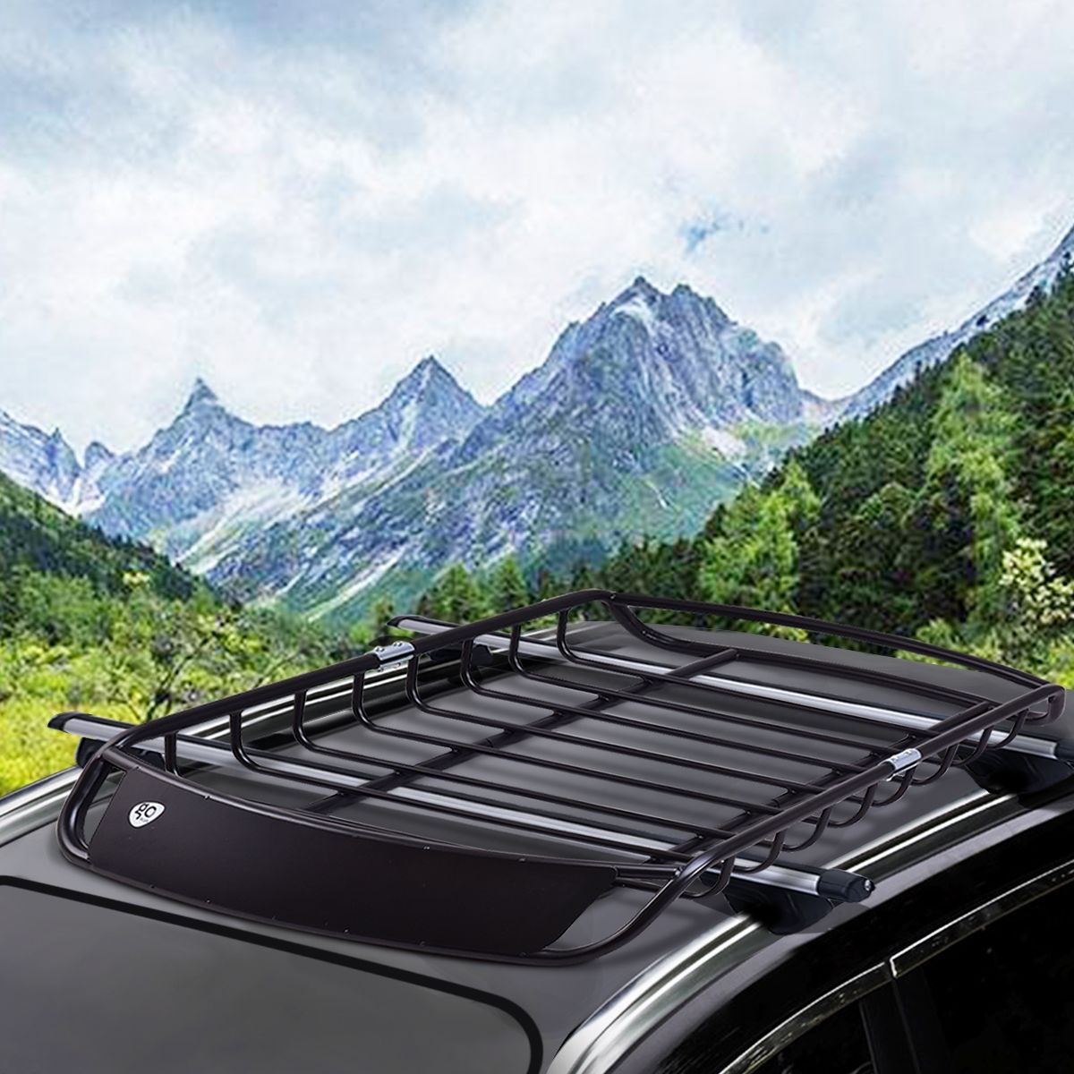 Porte-bagages en Métal Barre de Support pour Véhicule Haute Résistance en Acier Antirouille 120x98x16,5cm,Noir -