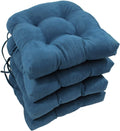Blazing Needles 16" Solid Micro Suede U-Shaped Tufted Chair Cushions, Set of 4, Indigo