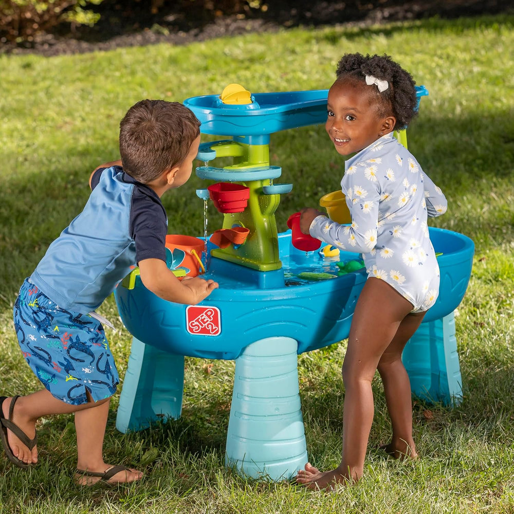 Rain Shower Splash Table d'eau avec 13 Accessoires - Bleu & Vert | Table Jeux d'eau | Table d’activité pour Le Jardin,Table Activité Eau | Table d'eau Extérieur