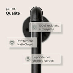 pamo penderie murale - capacité de charge 400 kg - penderie ouverte ou porte-manteau en métal noir industriel fabriqué à partir des tuyaux d’eau
