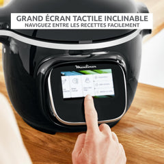 Moulinex Cookeo Touch Wifi Multicuiseur intelligent, Cuve 6 L, Haute pression, Guide pas à pas, 250 recettes intégrées, Application Moulinex CE902800, Noir