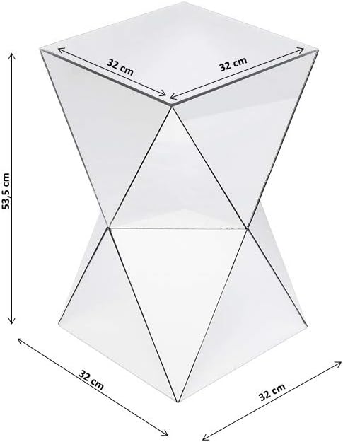 Kare Design Table d'Appoint Luxury Triangle, Miroir, Bois MDF Laqué, Table de Chevet, Table de Nuit, Table de Salon, Meuble, Deco Intérieur, Décoration Chambre, Maison, 54x32x32cm (H/L/P)
