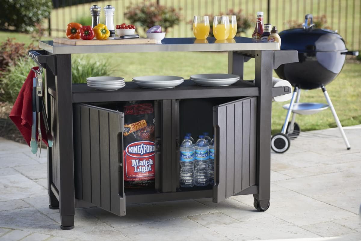 Desserte barbecue gris UNITY XL - 207 litres - 134 x 51.7 x 89.6 cm