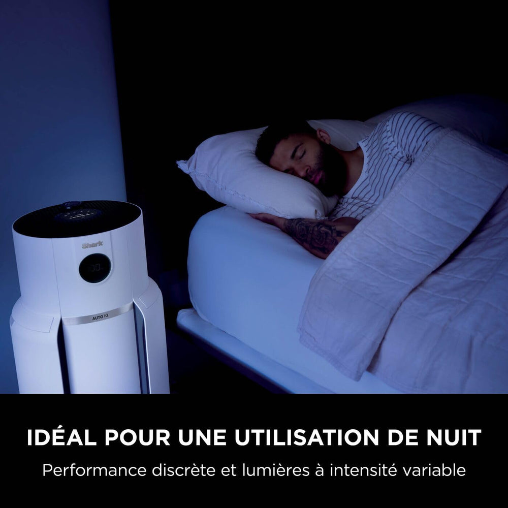 Shark NeverChange jusqu'à 5 ans Purificateur d'air MAX intérieur, Couvre 130m², Filtre HEPA 5 ans, Capture 99,97% allergènes, Mode automatique, Silencieux, LED, Blanc HP300EU