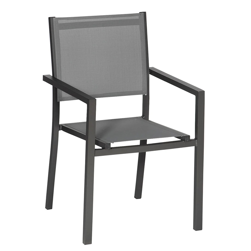 Lot de 8 chaises en aluminium anthracite - textilne gris -
