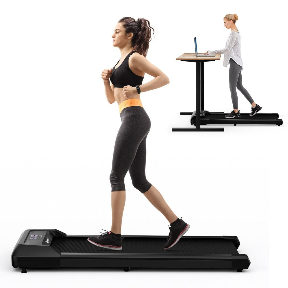 Tapis de Course Mince Tapis de Jogging avec Capacit de 120 Kg Tlcommande et cran Led Inclinable  Roulettes Tapis de Course  Glisser Gris/Noir/Rose -