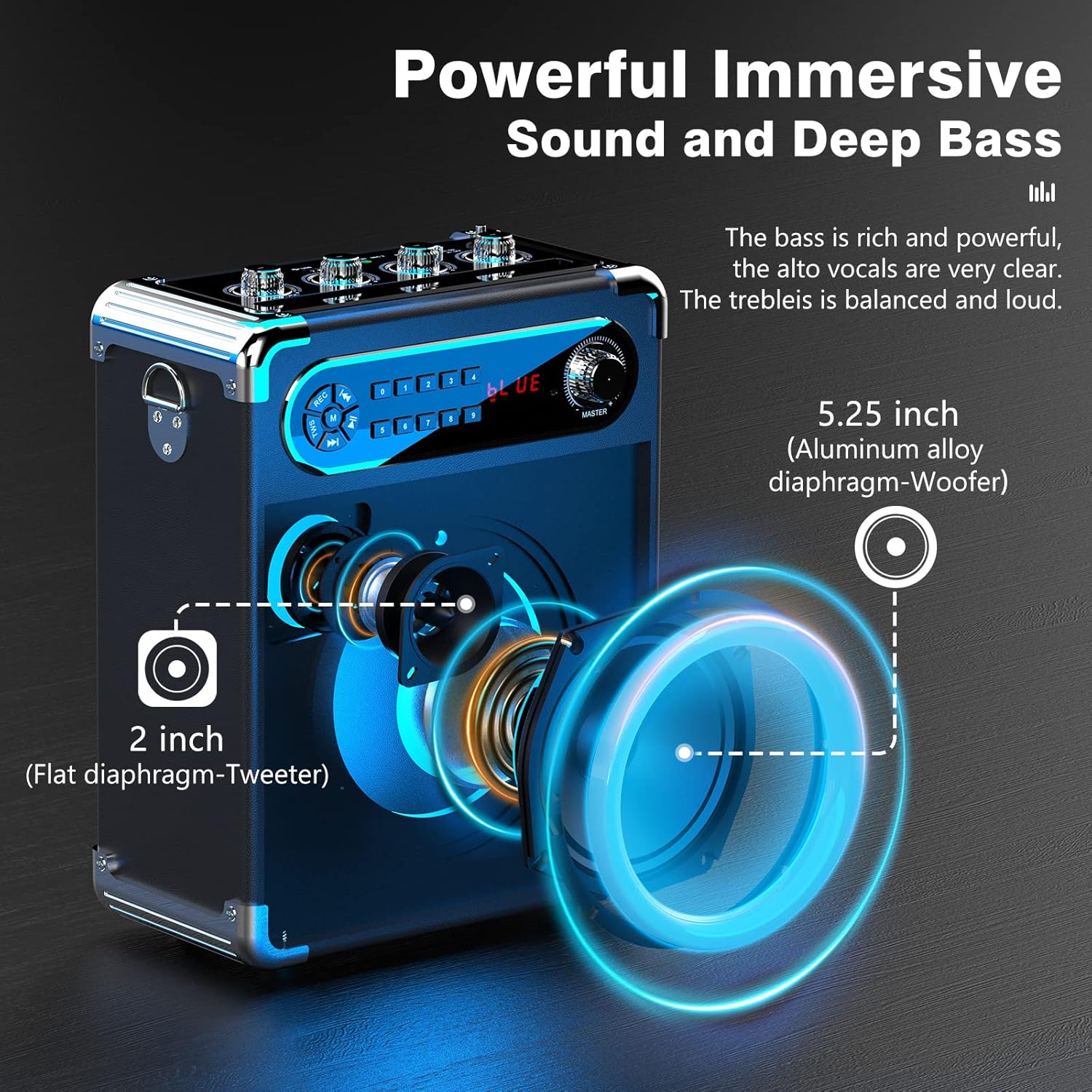 JYX Machine de Karaoké, avec 3 Microphones sans Fil et lumières DJ, Bluetooth Speaker pour Les réunions de Famille/Le Camping en Plein air/la fête sur la Plage