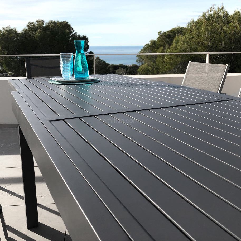 Table de jardin extensible aluminium 12 places (200/320 x 100 cm) Murano Gris anthracite - Action-sport36 -