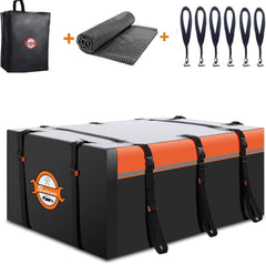 Sailnovo Coffre de Toit Souple de 0,6 m³ avec Tapis antidérapant + 6 Crochets de Porte, Sac de Toit imperméable en PVC pour Voiture avec/sans Porte-Bagages, Noir