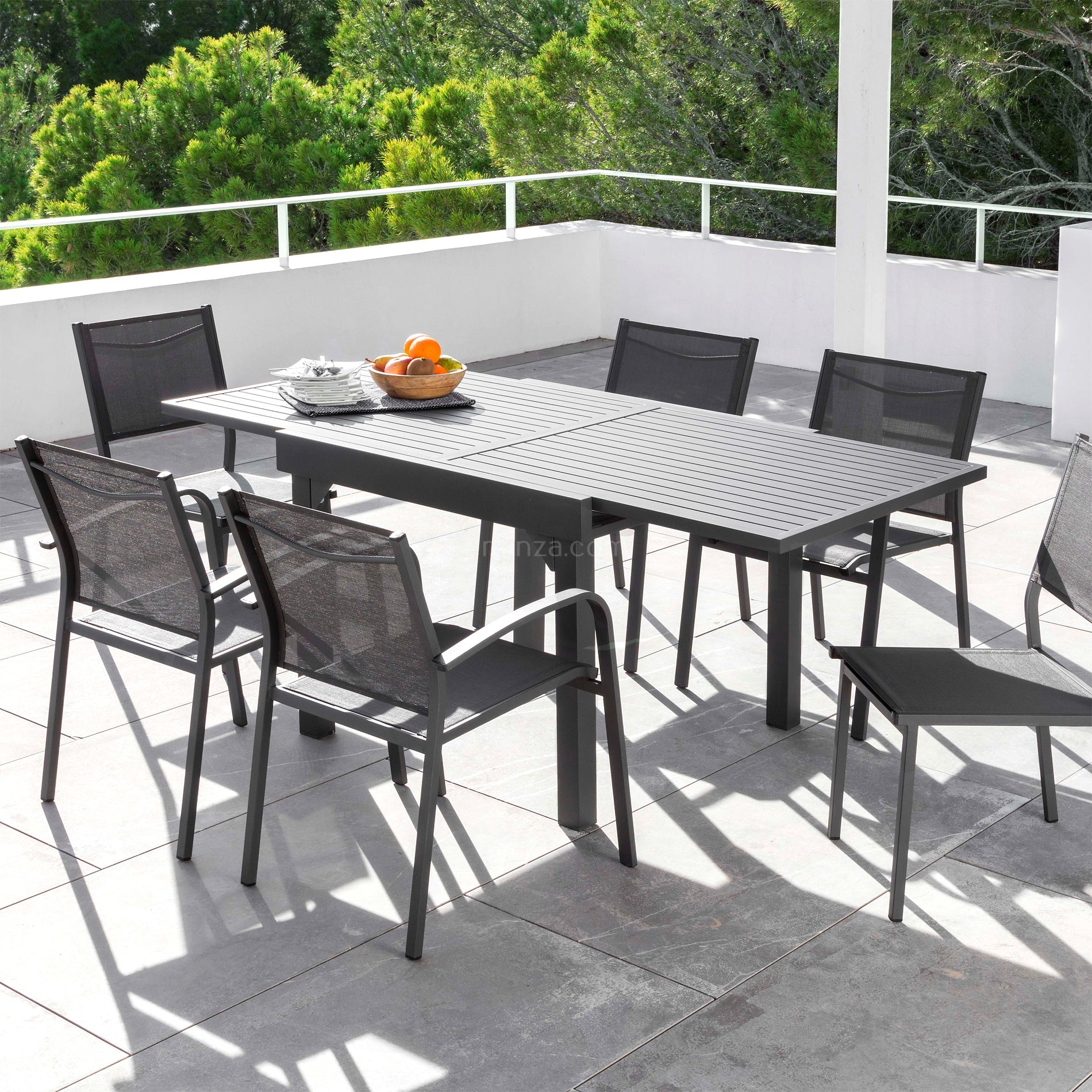 Table de jardin extensible en aluminium 8 places (90/180 x 90 cm) Murano Gris anthracite - Action-sport36 -