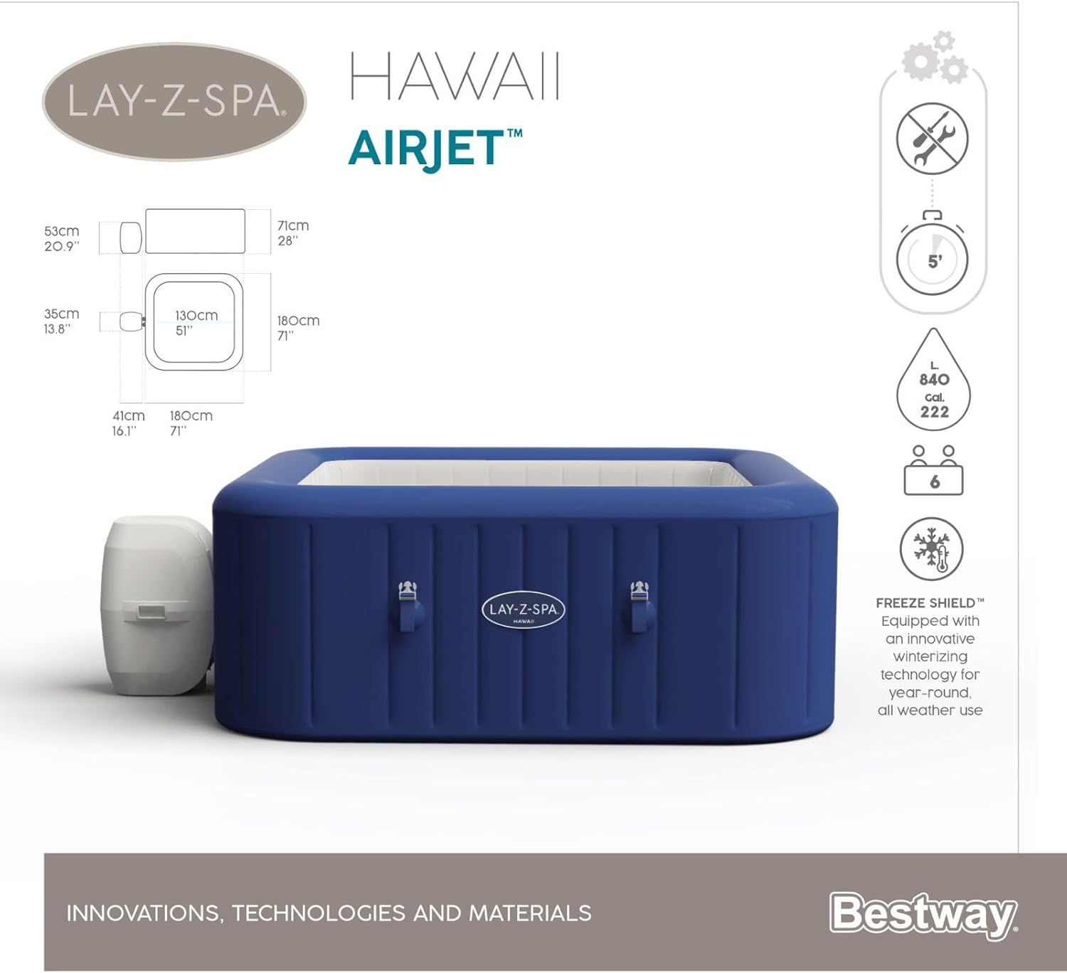 Spa gonflable rond Lay-Z-Spa® Miami Airjet2 - 4 personnes