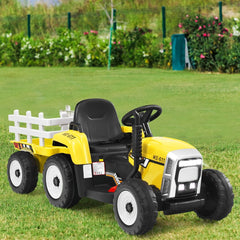 Tracteur Electrique avec Remorque pour Enfants 3 Vitesses Lumires LED Fonctions o USB et Bluetooth Jaune/Rose/Rouge/Vert/Vert Fonc/Noir -