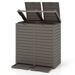 Poubelle d'Extrieur 135 L Poubelle Etanche  Double Seau Couvercle  Plusieurs Niveaux Bac d'Egouttage Poigne Dcoupe Poubelle Marron -
