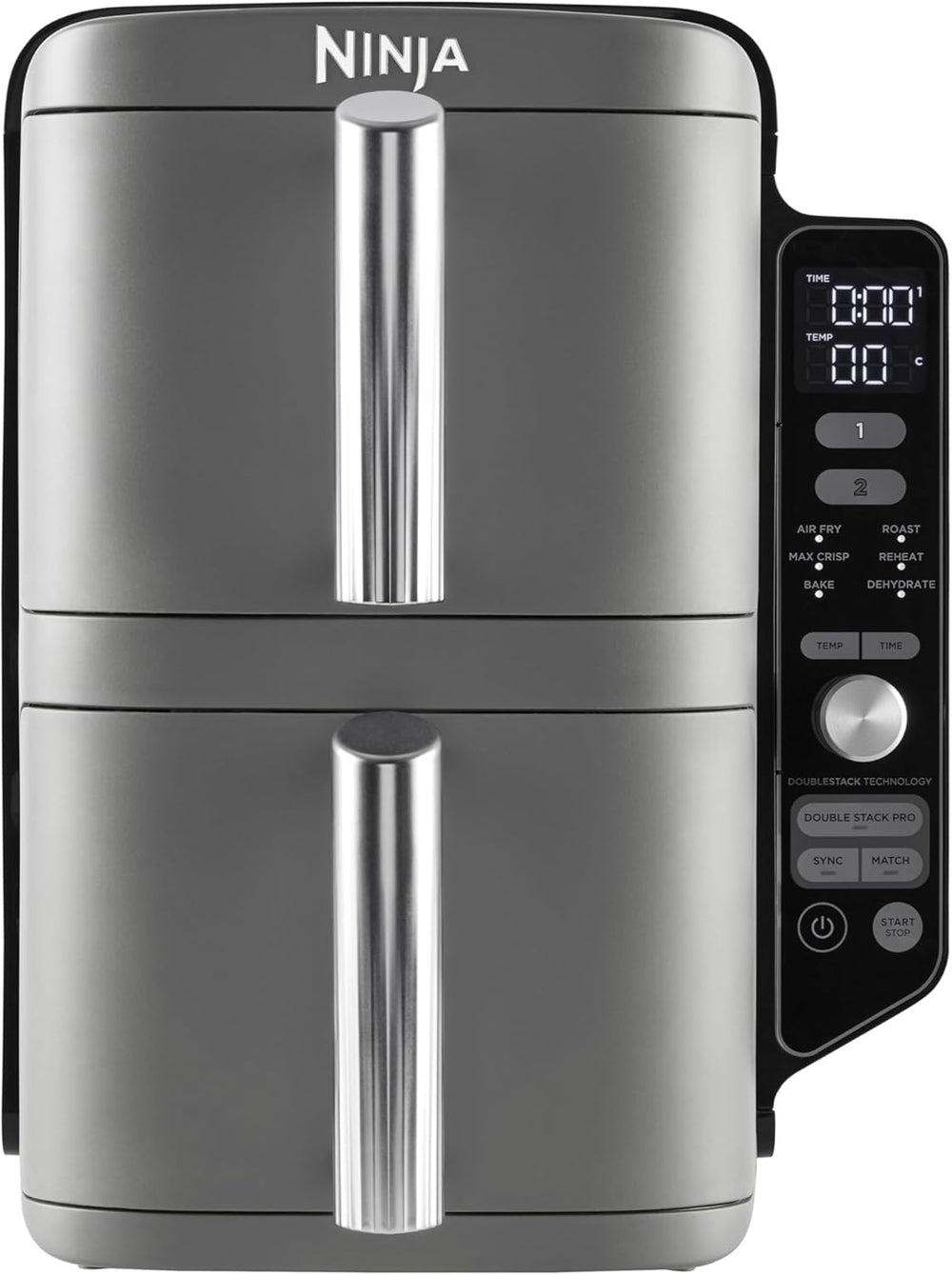 Foodi FlexDrawer Air Fryer,Dual Zone Avec Sparateur Amovible,Grand Tiroir de 10,4 L,7-en-1,Double Zone,Sans Huile,Pices Antiadhsives Compatibles Au Lave-Vaisselle,Noir AF500EU