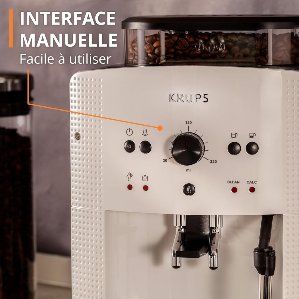 Machine à café grain,1,7 L,2 tasses en simultané,Nettoyage automatique,Buse vapeur pour Cappuccino,Cafetière espresso,Essential noire YY8125FD,Noir -