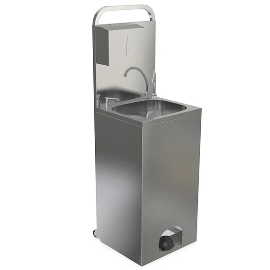 Lave-mains mobile avec commande au pied,distributeur de savon et de papier : GLC0009/B -
