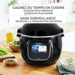 Moulinex Cookeo Touch Wifi Multicuiseur intelligent, Cuve 6 L, Haute pression, Guide pas à pas, 250 recettes intégrées, Application Moulinex CE902800, Noir