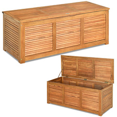 Malle en Bois d’Acacia Coffre Boîte de Rangement 120 x 45 x 45 cm Charge Max 150KG pour Terrasse Jardin ou Cour Nature -