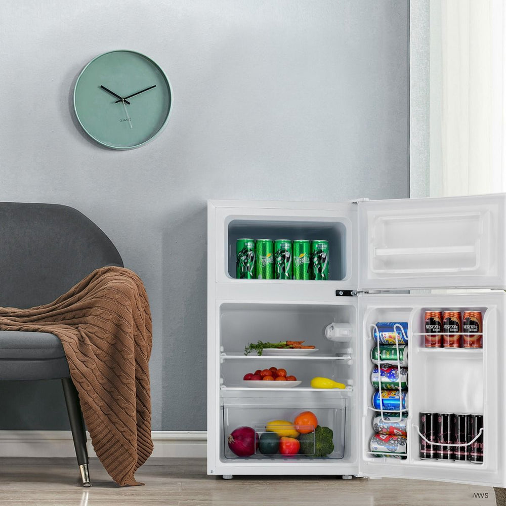 Réfrigérateur Compact Mini-réfrigérateur 90 L Congélateur Séparé avec Design à 2 Portes Fonctionnement Silencieux Blanc/Gris/Noir -