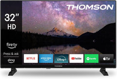 THOMSON 32 Pouces (82 cm) HD LED Fire TV mit Alexa-Sprachsteuerung AirPlay Triple Tuner(Câble-Satellite-Antenne) Bluetooth 5.0 HDMI USB-Anschlüsse AV in CI USB – 32HF2S34