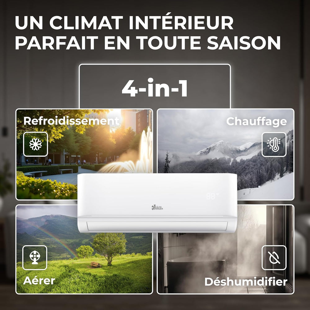Kältebringer Climatiseur Split - 12000 BTU - 3 5 kW - Avec fonction chauffage WiFi et App - très silencieux & économe en énergie avec support mural - Marque de qualité Allemande