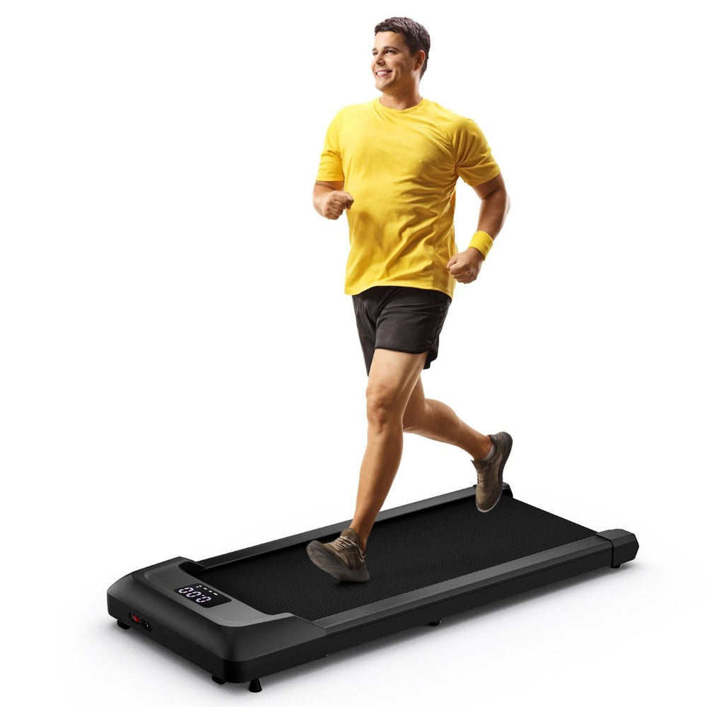 Tapis de Course Mince Tapis de Jogging avec Capacit de 120 Kg Tlcommande et cran Led Inclinable  Roulettes Tapis de Course  Glisser Gris/Noir/Rose -