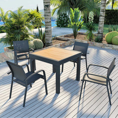 Table de jardin extensible en aluminium 8 places effet bois (90/180 x 90 cm) Murano Gris anthracite - Action-sport36 -