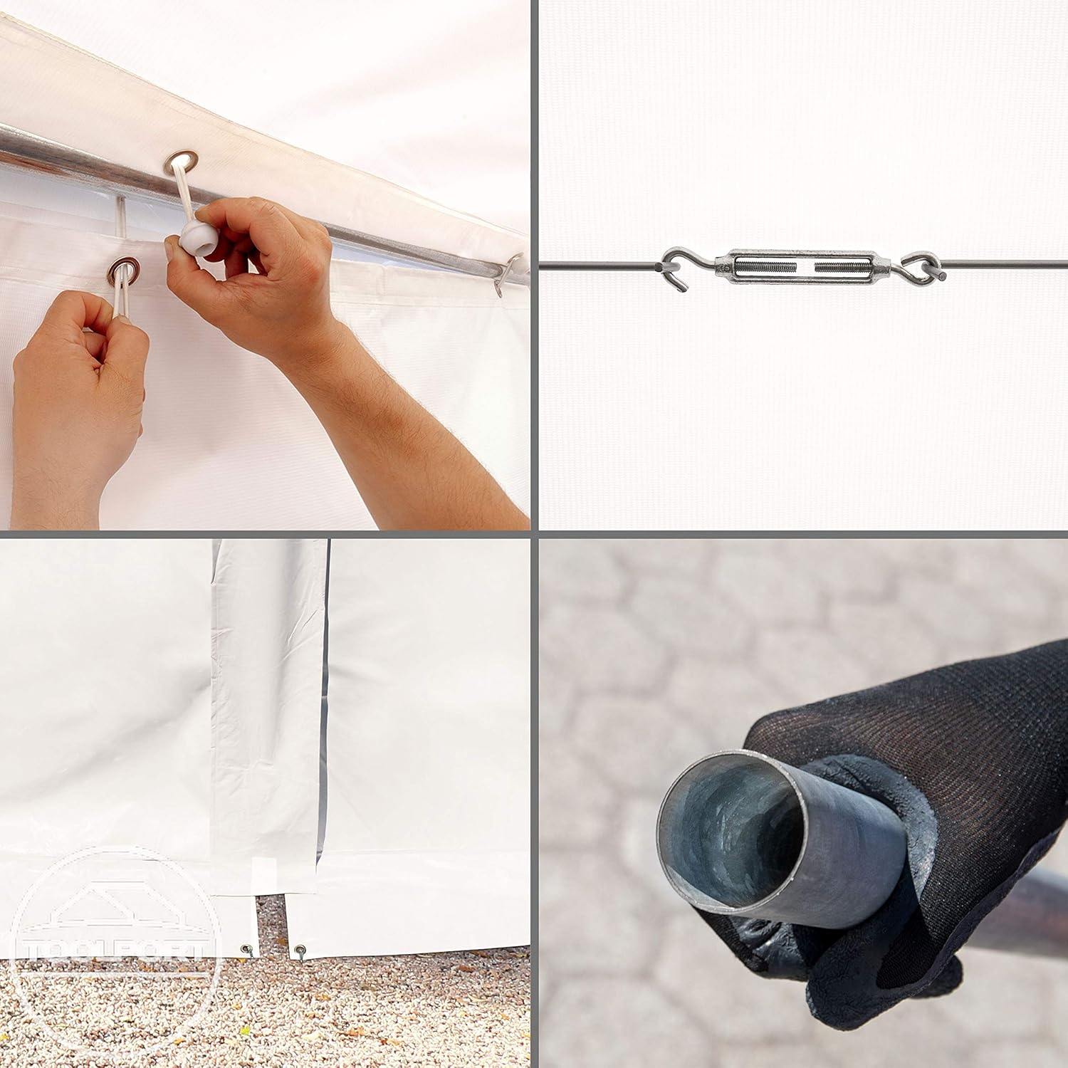 TOOLPORT Tente de Stockage 6x12 m abri bâche PVC 700 N imperméable Blanc