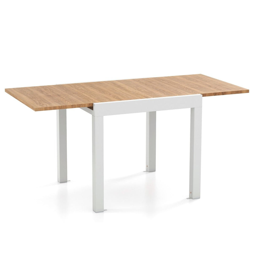 Table de Jardin Extensible en Aluminium Ajustable de 80 à 160 CM Table à Manger Rectangulaire pour 4-6 Personnes Gris/Naturel -