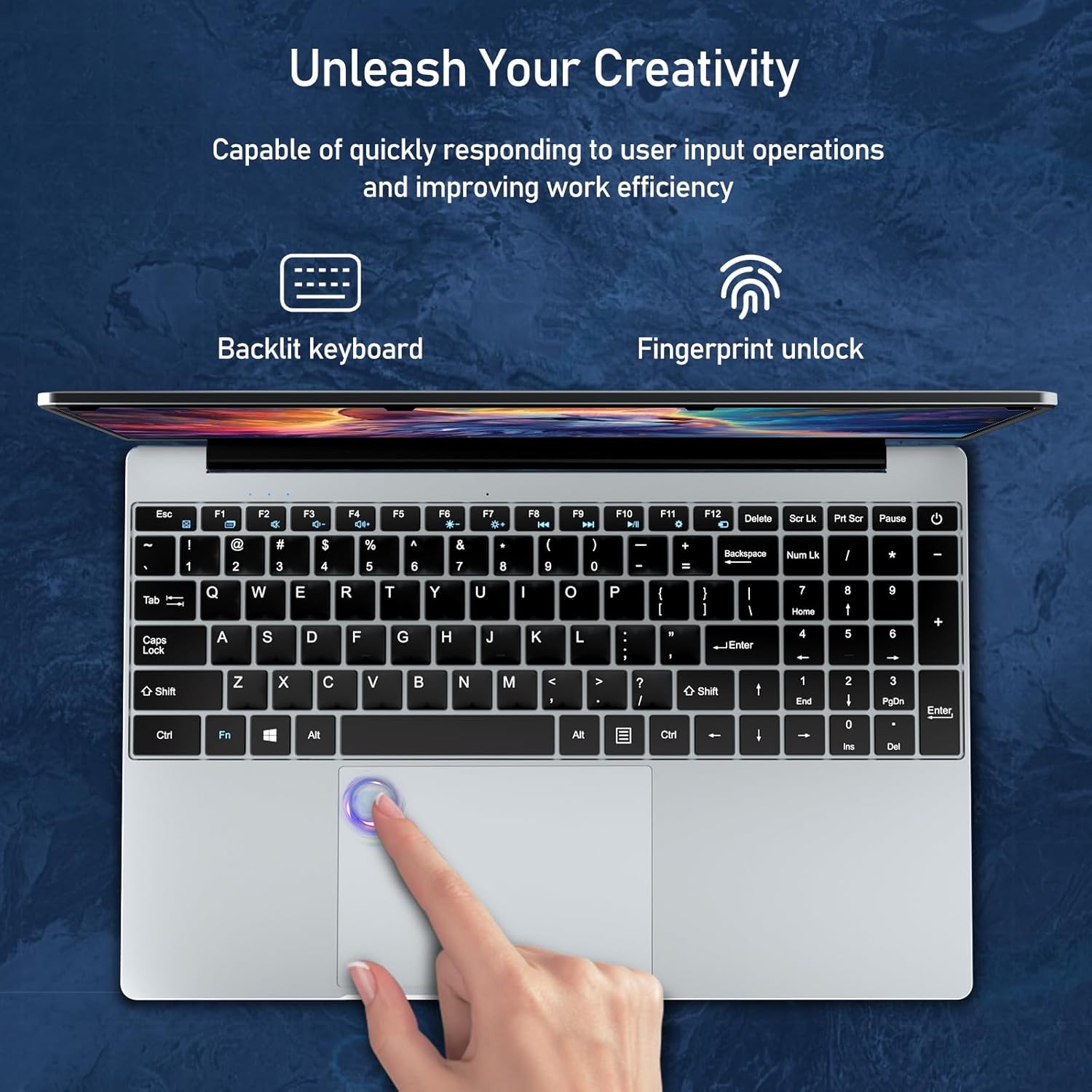 Ordinateur Portable 15 6 Pouces PC Portable Celeron N5095 CPU 16Go RAM 512Go SSD Laptop Win11 FHD 1920 x 1080 Rétroéclairé & Déverrouillage Empreinte Webca Wi-FI 5 BT4.2 USB 3.0 * 2