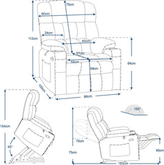 MCombo 7546 Fauteuil de Relaxation électrique avec 3 Moteurs réglables séparément