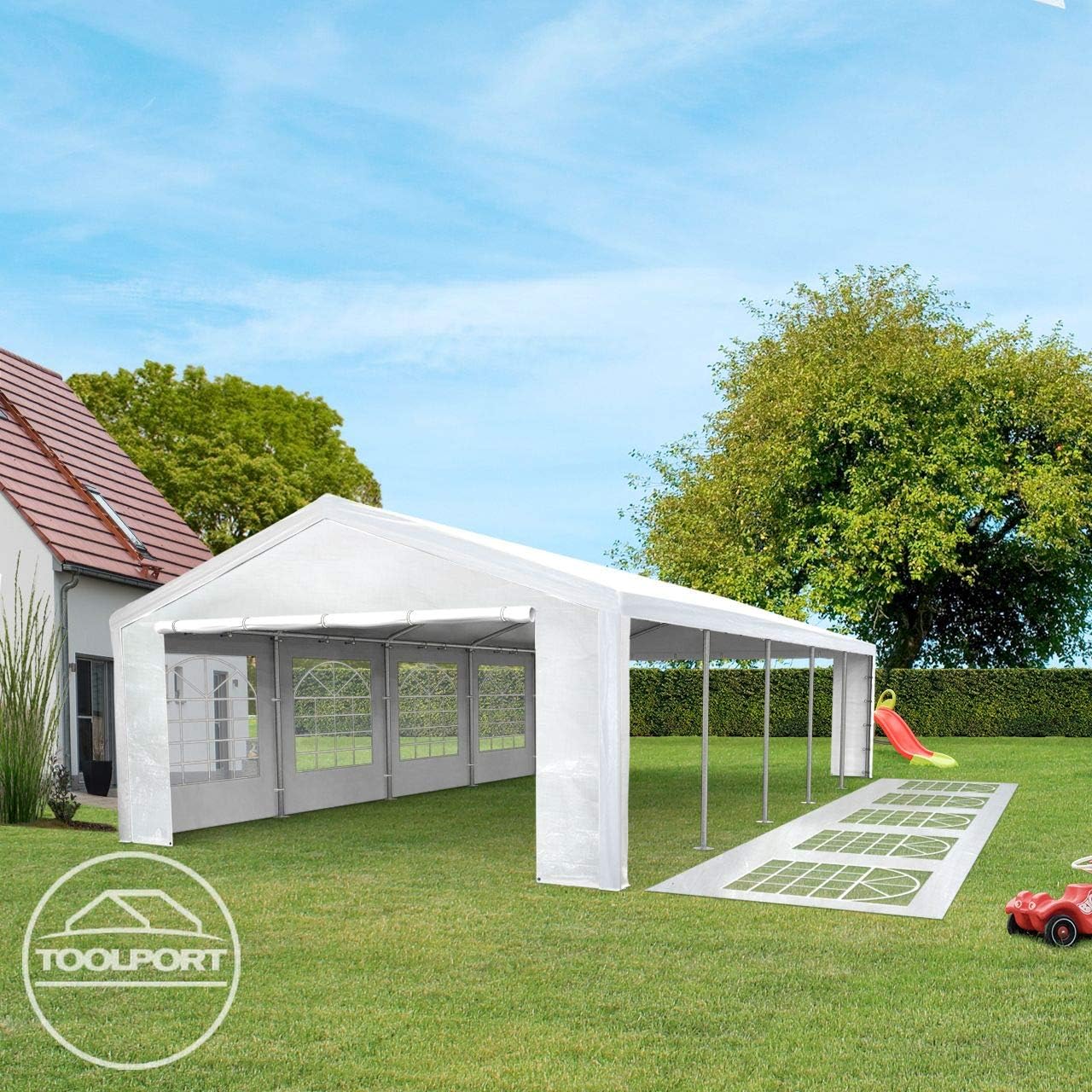 TOOLPORT Tente de réception 3x2 m pavillon Blanc bâche PE 350 N imperméable Tente de Jardin