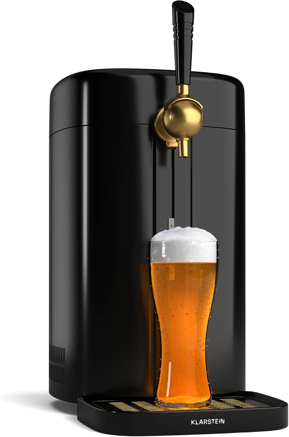 Klarstein FrostBrew Tireuse à Bière - Système de Pression CO₂ Fûts 5L Refroidissement Thermoélectrique 3-12°C Levier de Tirage Noir/Or