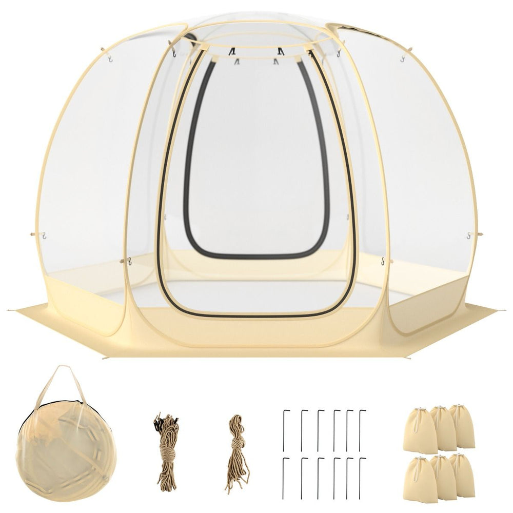 Tente Bulle  Ouverture Instantane pour 6  10 Personnes Tente D么me d'Extrieur 328 x 328 cm Rsistante Aux Intempries Transparent -