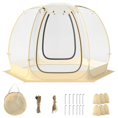 Tente Bulle  Ouverture Instantane pour 6  10 Personnes Tente D么me d'Extrieur 328 x 328 cm Rsistante Aux Intempries Transparent -
