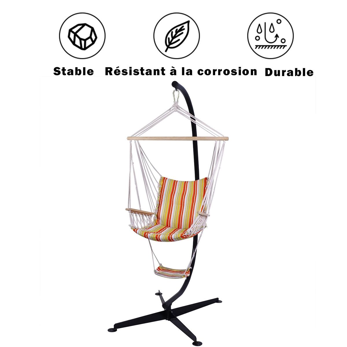 Support de hamac ou pour chaise suspendue Capacit 150 KG,en Fer de Haute Qualit,Moderne et stable,112x79x205,Noir -