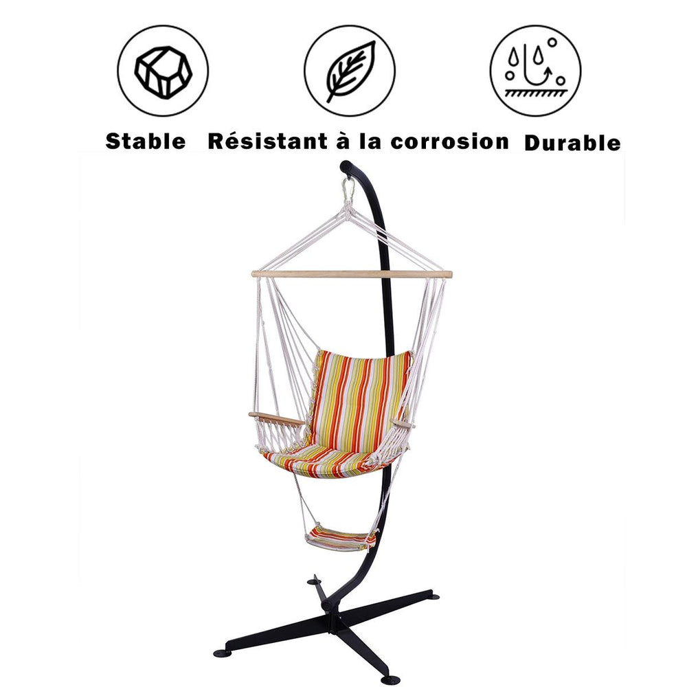 Support de hamac ou pour chaise suspendue Capacit 150 KG,en Fer de Haute Qualit,Moderne et stable,112x79x205,Noir -