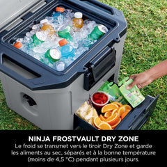 Ninja FrostVault Hard Cooler Glacière de Haute qualité, Conserve la Glace Jusqu' Jours, tiroir Rangement Sec intégré à température de réfrigérateur