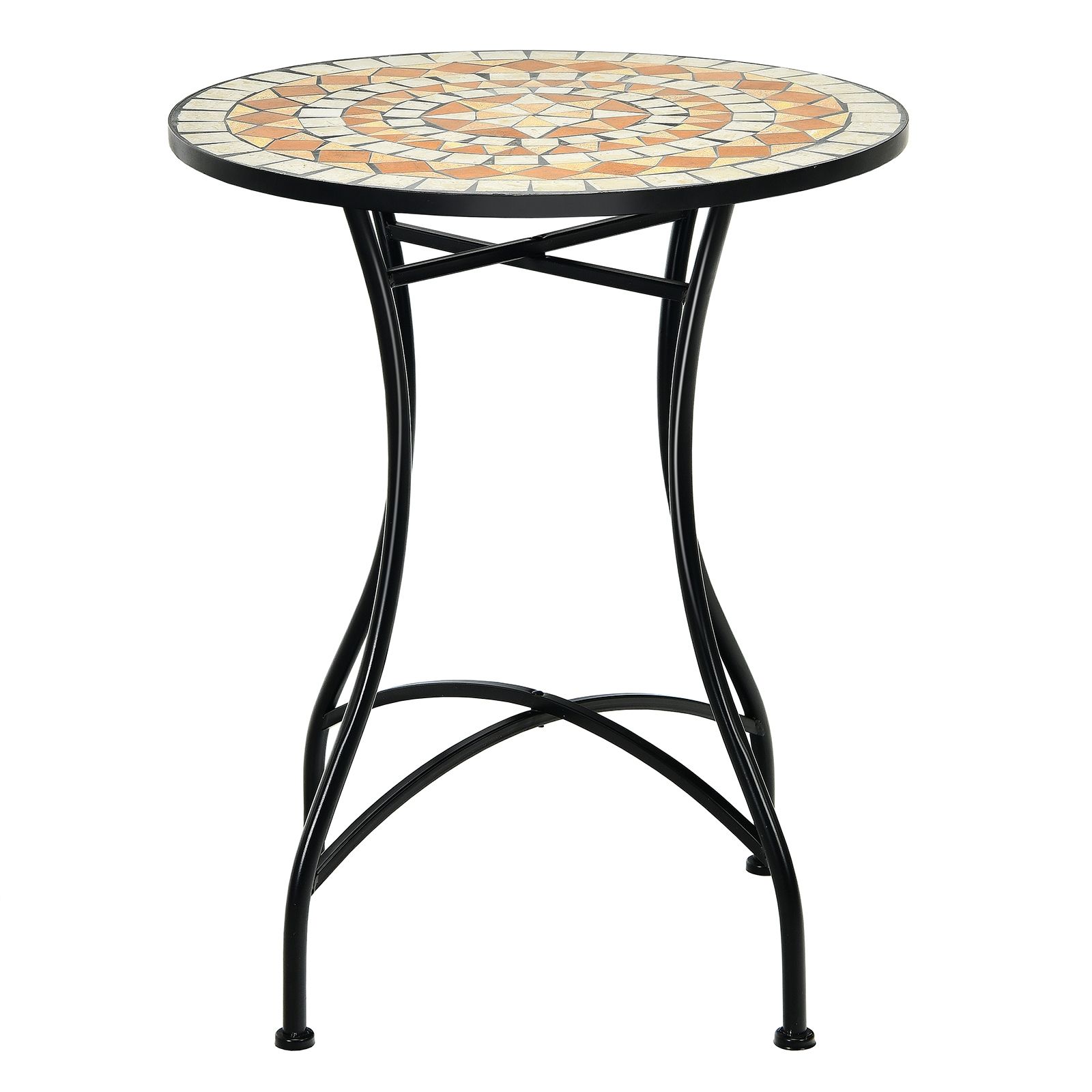 Table de Jardin Style Mosaïque Cadre en Fer et Revêtement Antirouille pour 60 x 60 x 72 CM -