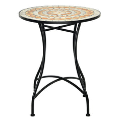 Table de Jardin Style Mosaïque Cadre en Fer et Revêtement Antirouille pour 60 x 60 x 72 CM -