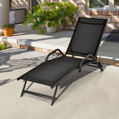 Lot de 2 Bains de Soleil Inclinables d'Extrieur avec Accoudoirs et Dossier Rglable  5 Positions Charge 160 kg Noir -