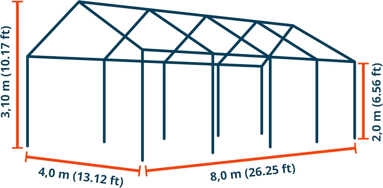 TOOLPORT Tente de Stockage 4x8 m abri bâche PVC 700 N imperméable Gris