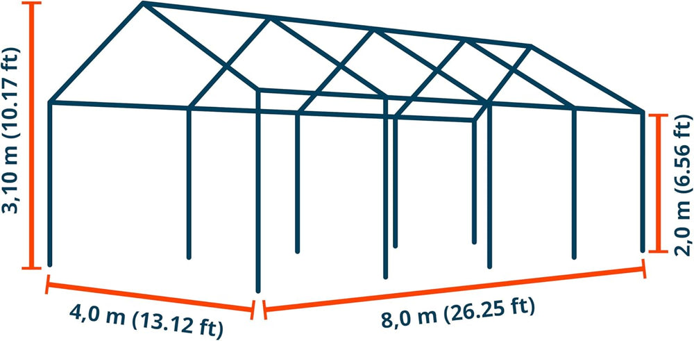 TOOLPORT Tente de Stockage 4x8 m abri bâche PVC 700 N imperméable Gris